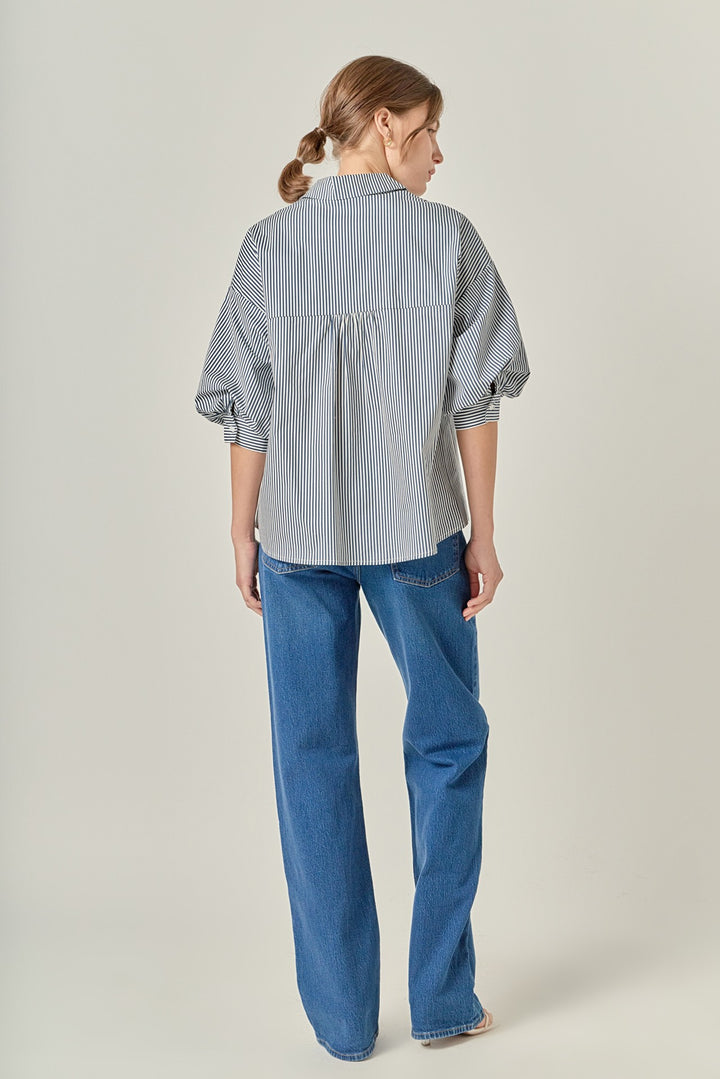 Hillary stripe blouse in navy