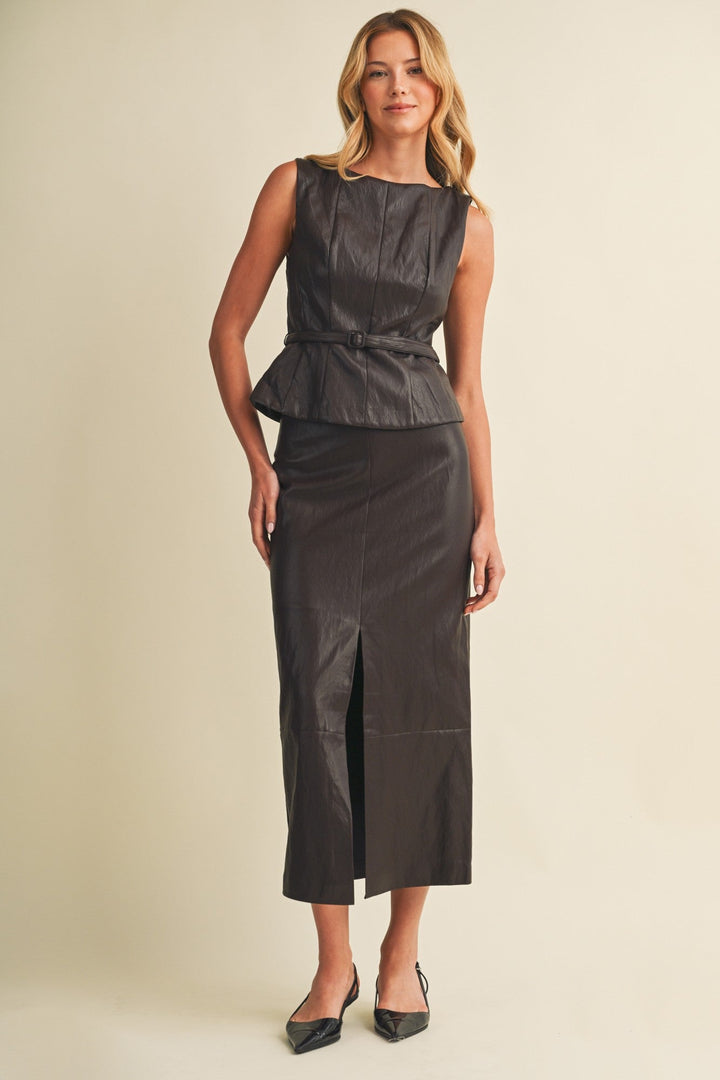 Lou peplum top in brown