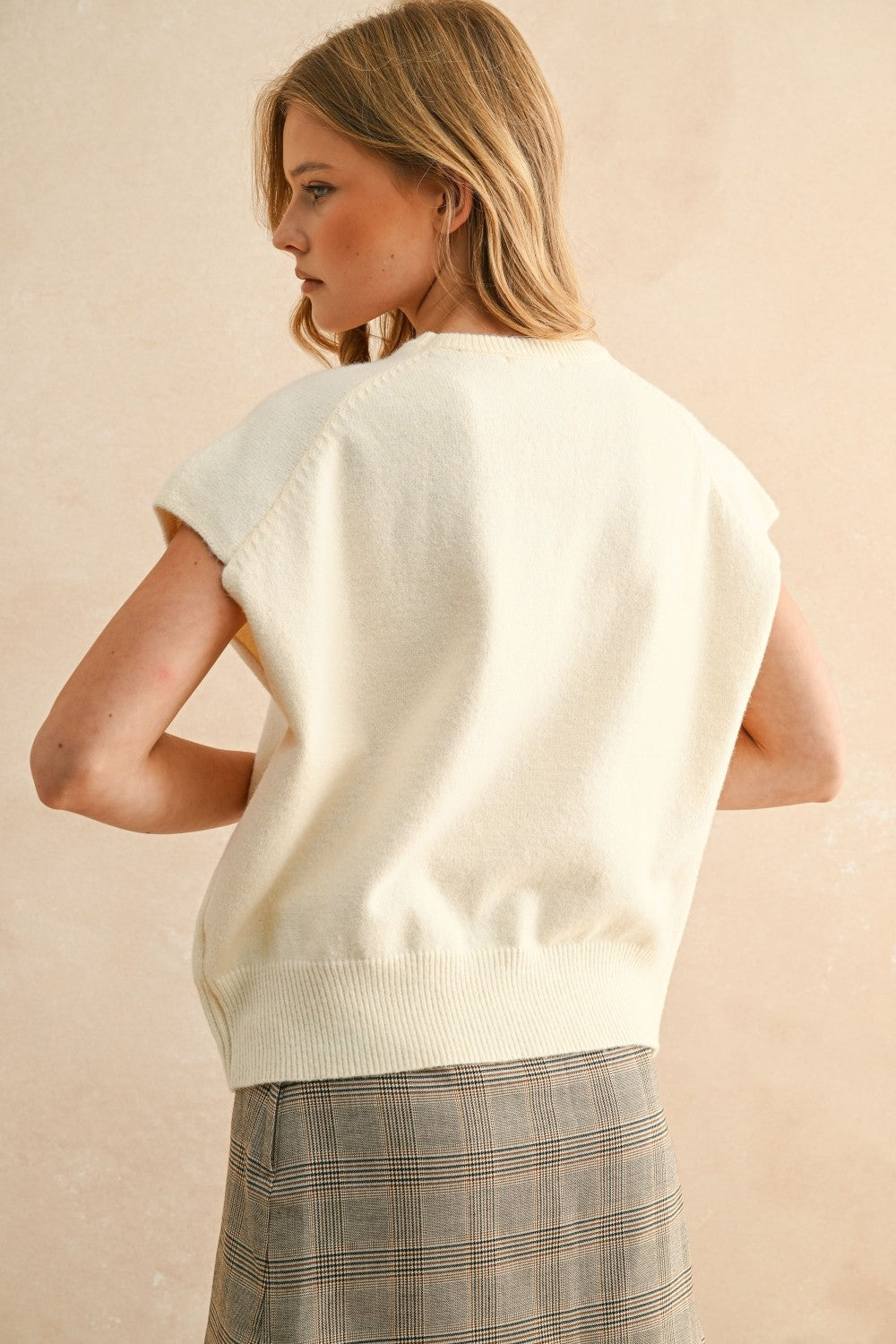 Campbell short sleeve sweater in cream