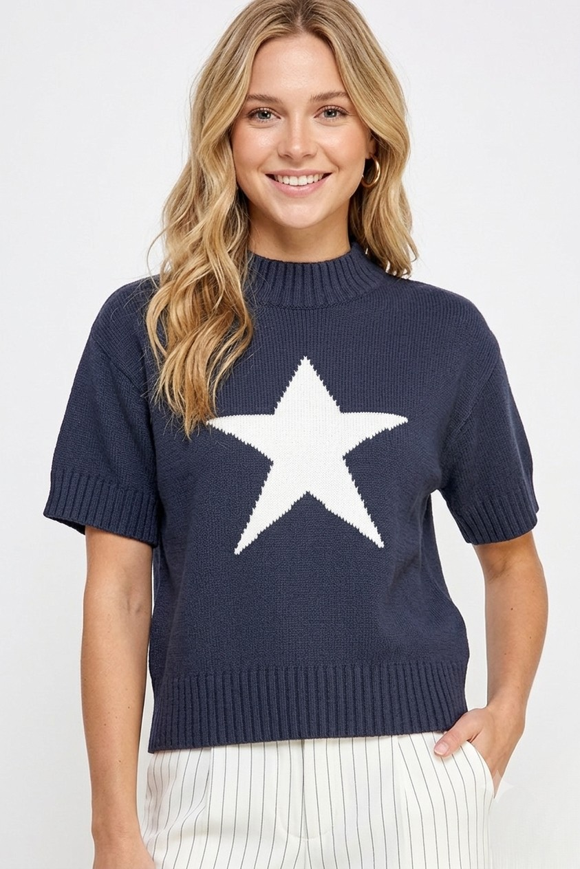 Star sweater in navy