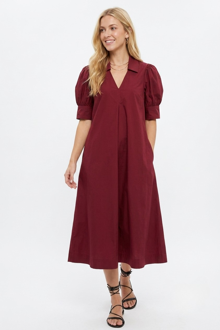 Avery midi dress in maroon