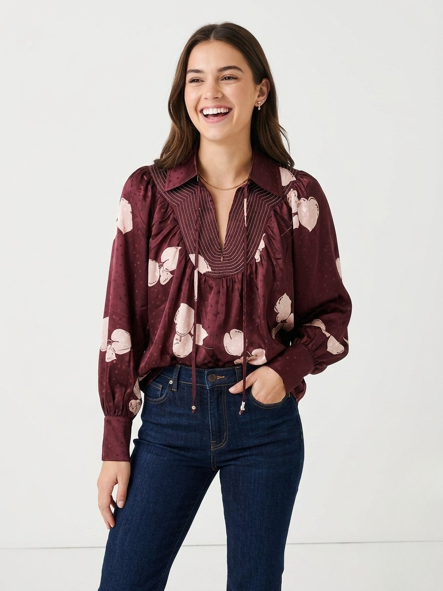 Elle blouse in plum