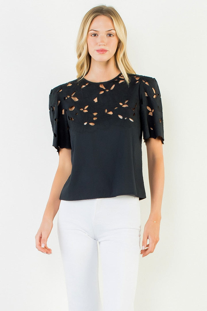 Tara cut out top in black