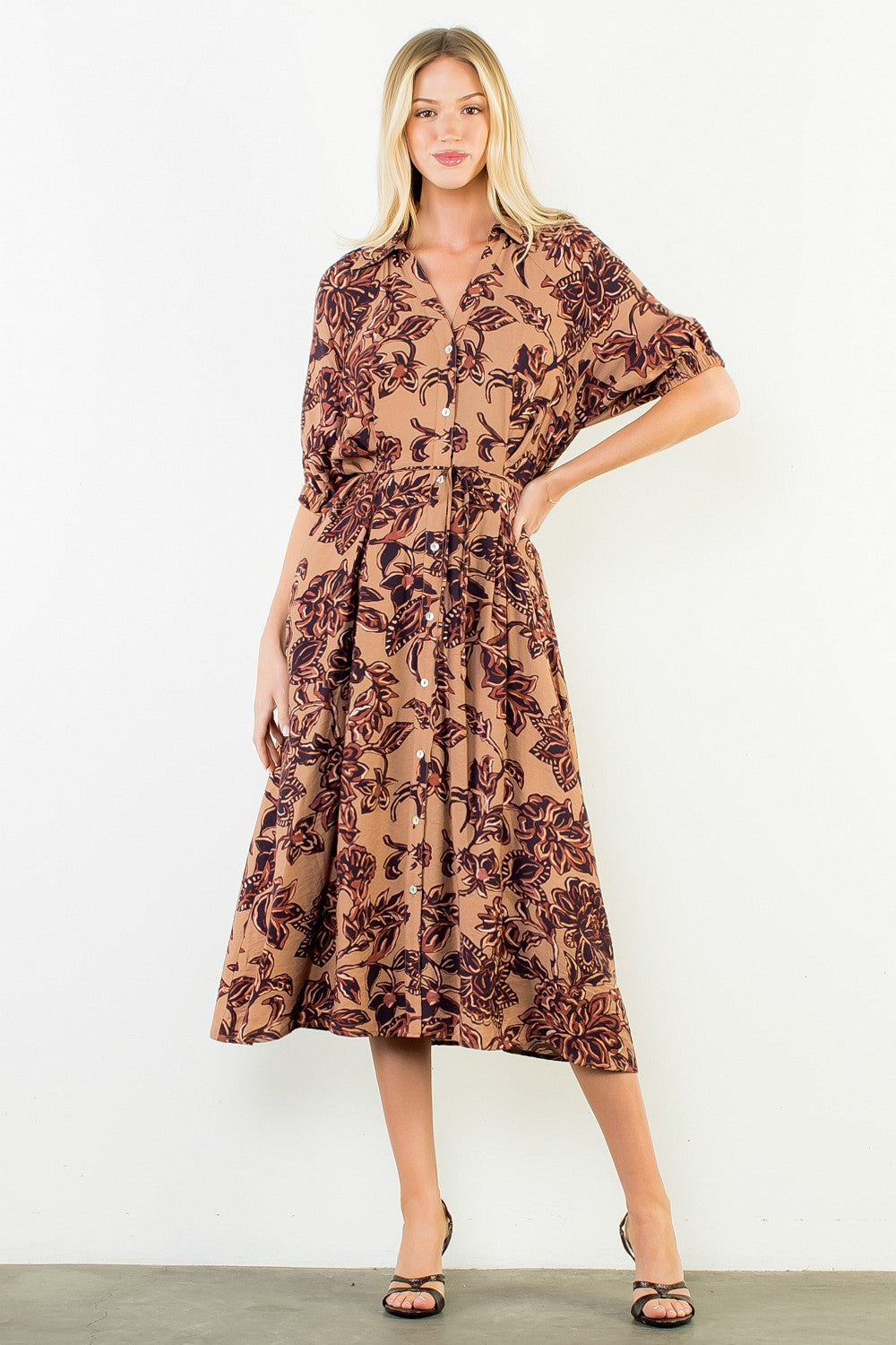 Lucy midi dress in brown