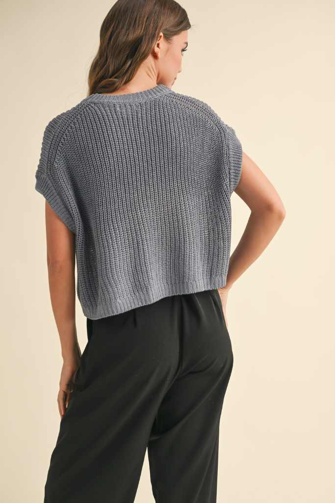 Penny Cap Sleeve Sweater in Denim Blue