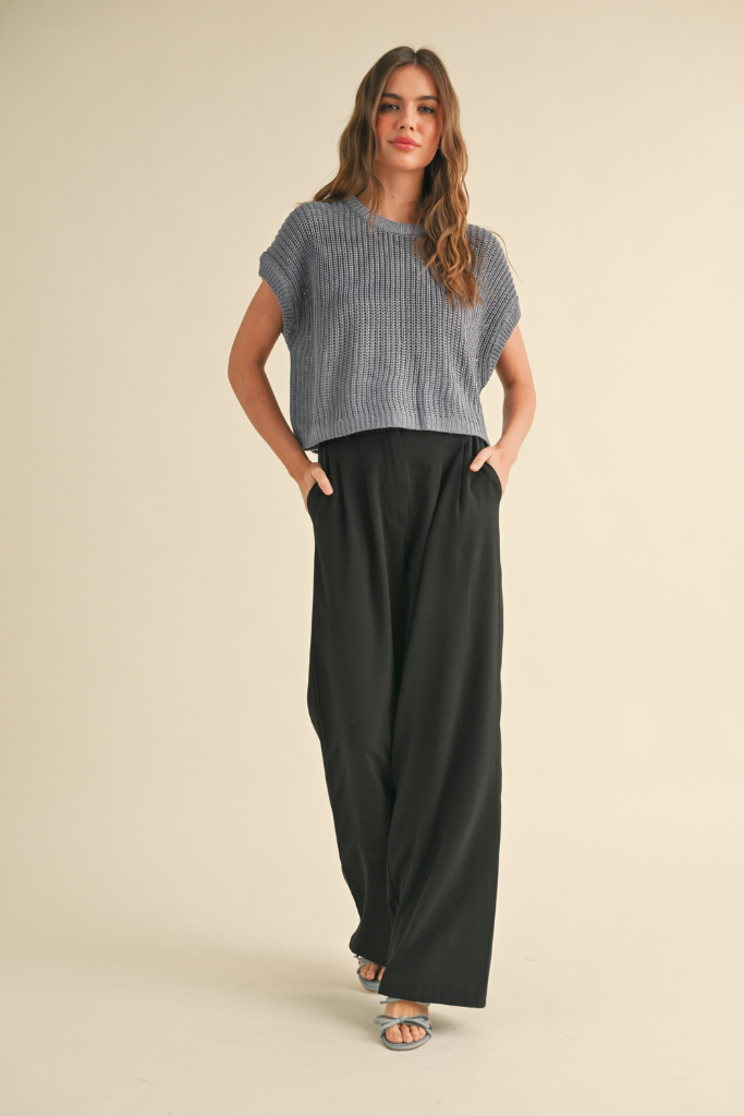 Penny Cap Sleeve Sweater in Denim Blue
