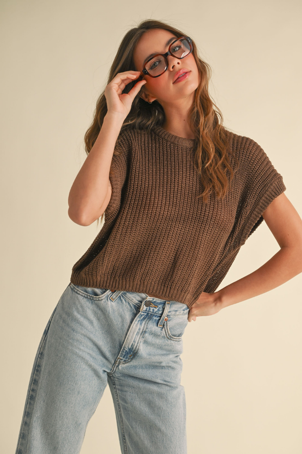 Penny Cap Sleeve Sweater in Espresso