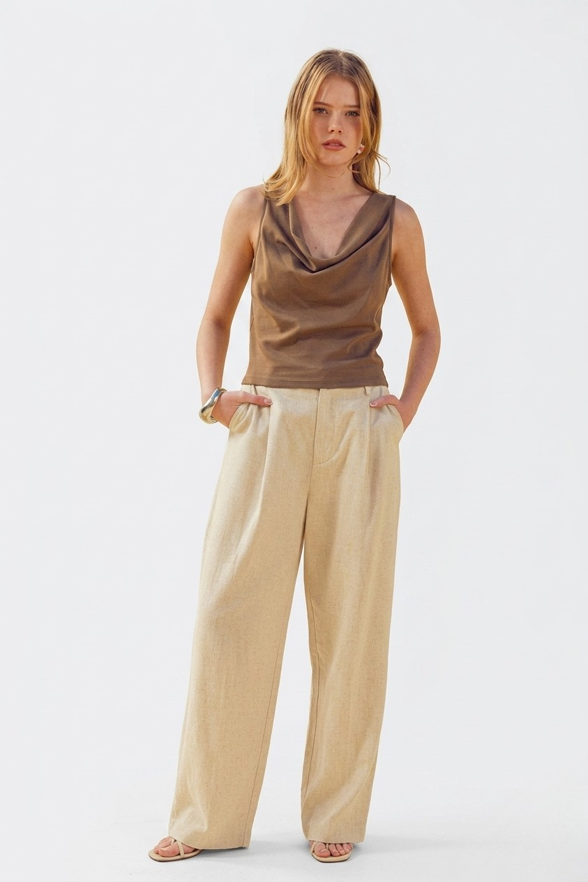 Celeste cowl neck tank in olive