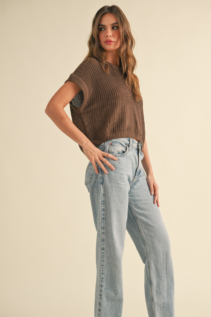 Penny Cap Sleeve Sweater in Espresso