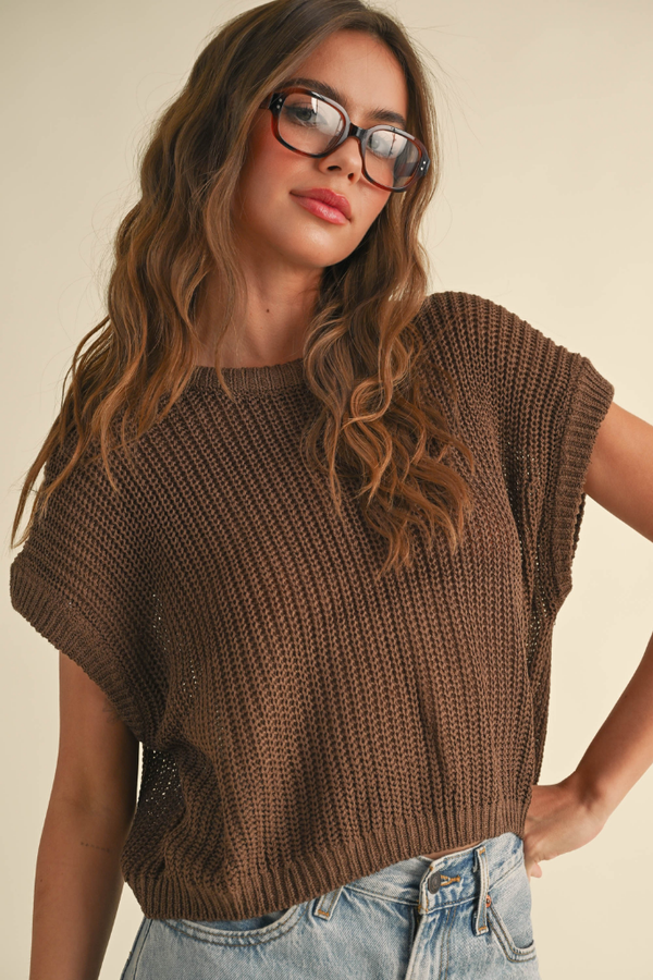 Penny Cap Sleeve Sweater in Espresso