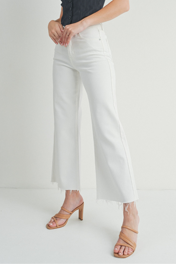 Frankie Slim Wide Leg Ankle Jean in White