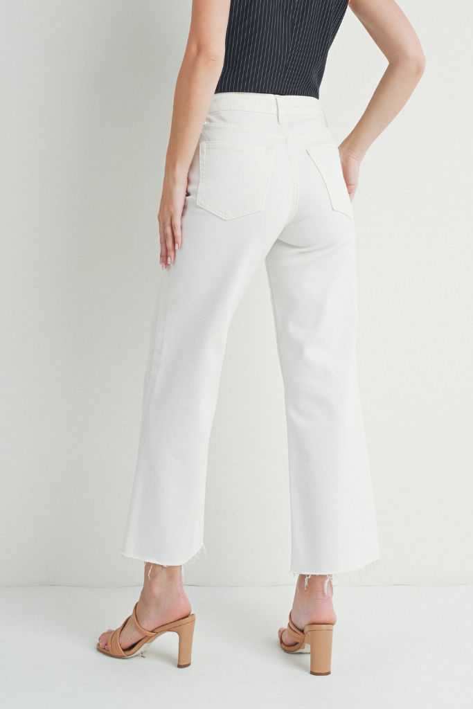 Frankie Slim Wide Leg Ankle Jean in White