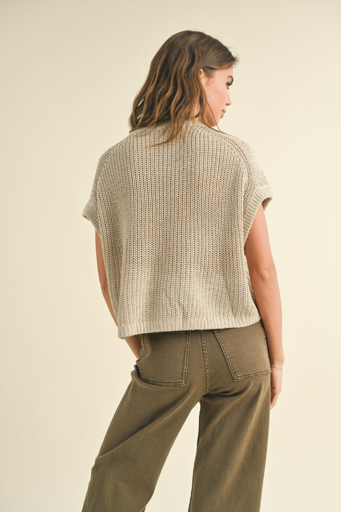 Penny Cap Sleeve Sweater in Stone