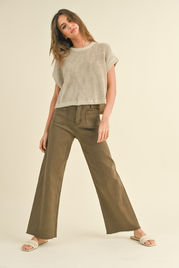 Penny Cap Sleeve Sweater in Stone