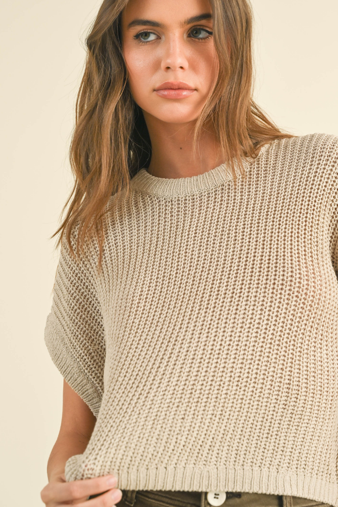 Penny Cap Sleeve Sweater in Stone