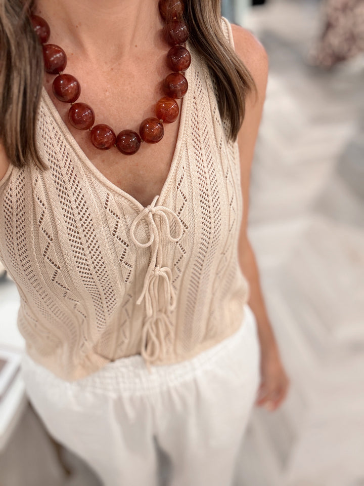 Amber oversized bead necklace
