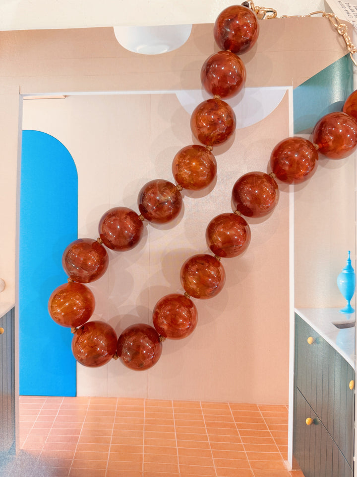 Amber oversized bead necklace