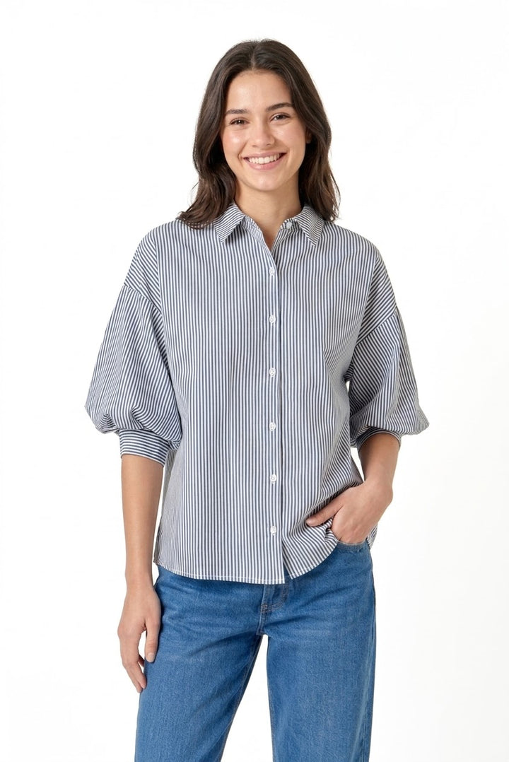 Hillary stripe blouse in navy
