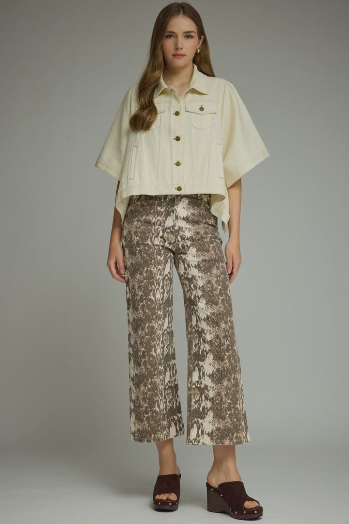 Scout short sleeve denim jacket in ecru