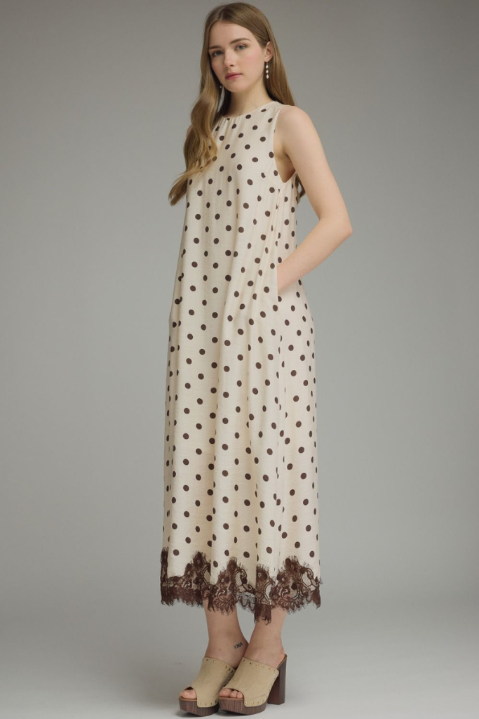 Phoebe polka dot midi dress