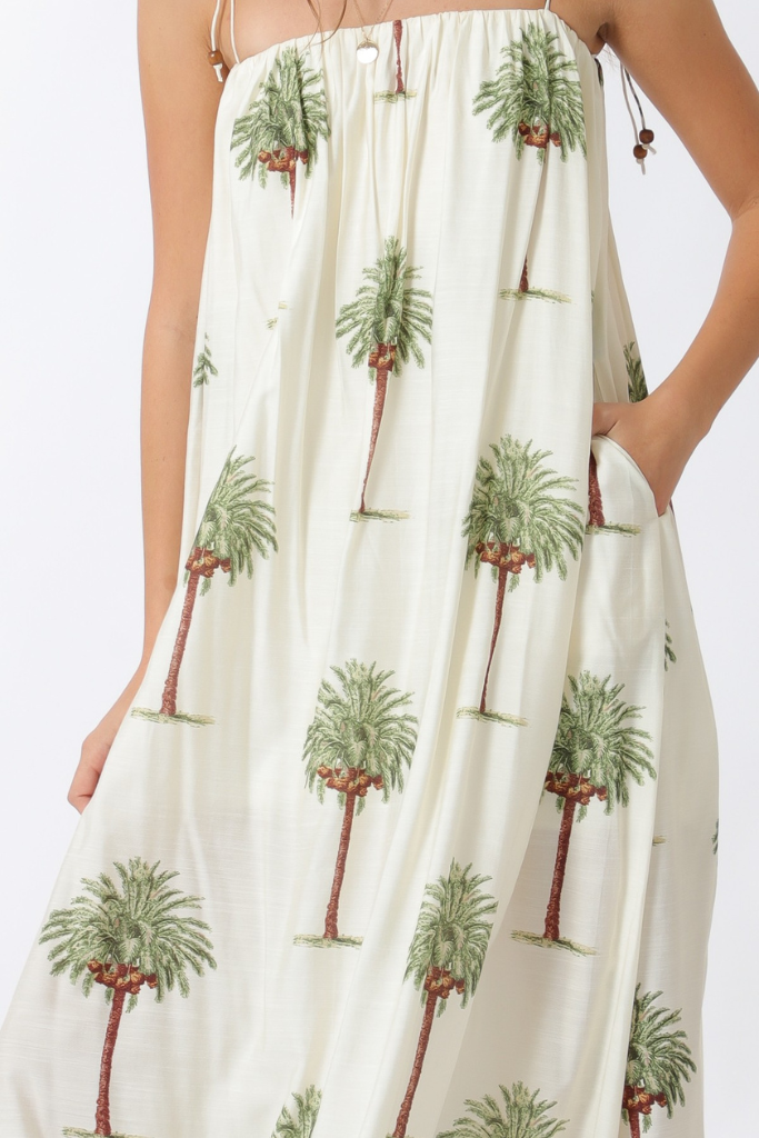 Luna dress in palm print