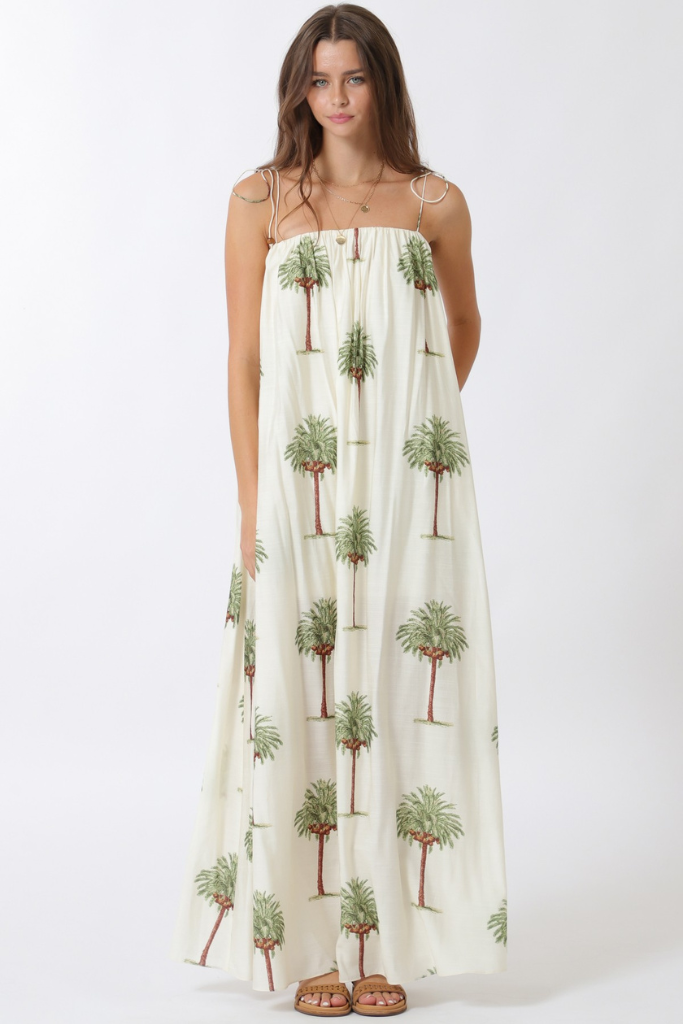 Luna dress in palm print