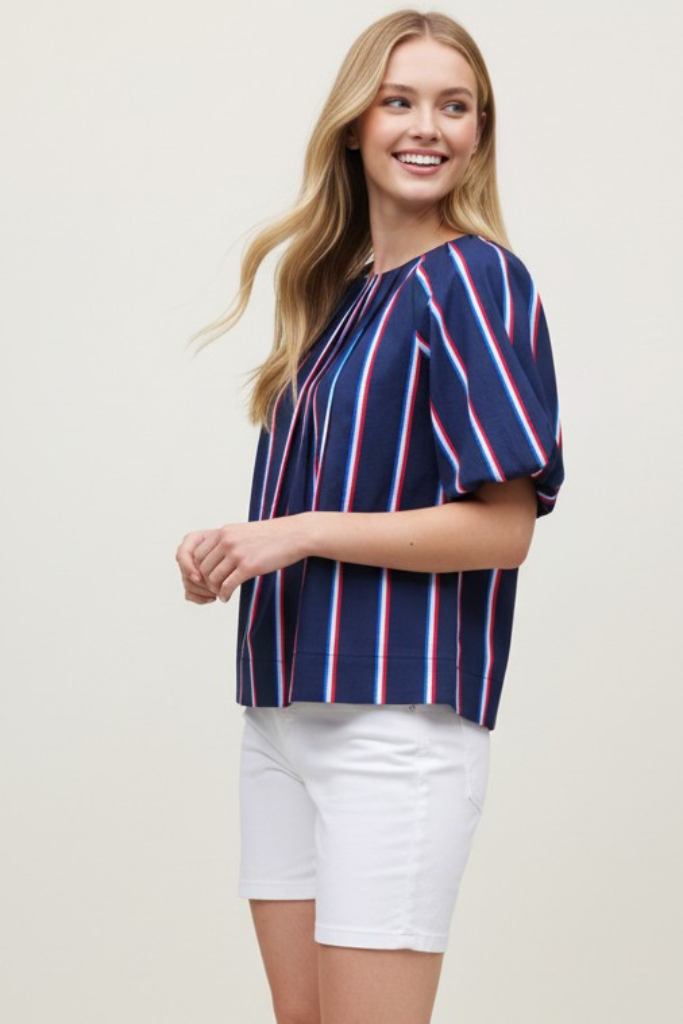 Taylor puff sleeve top in navy