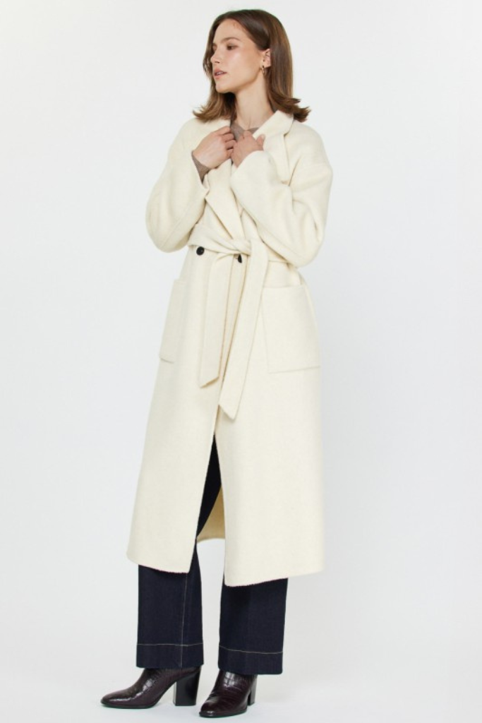 Della tie coat in cream