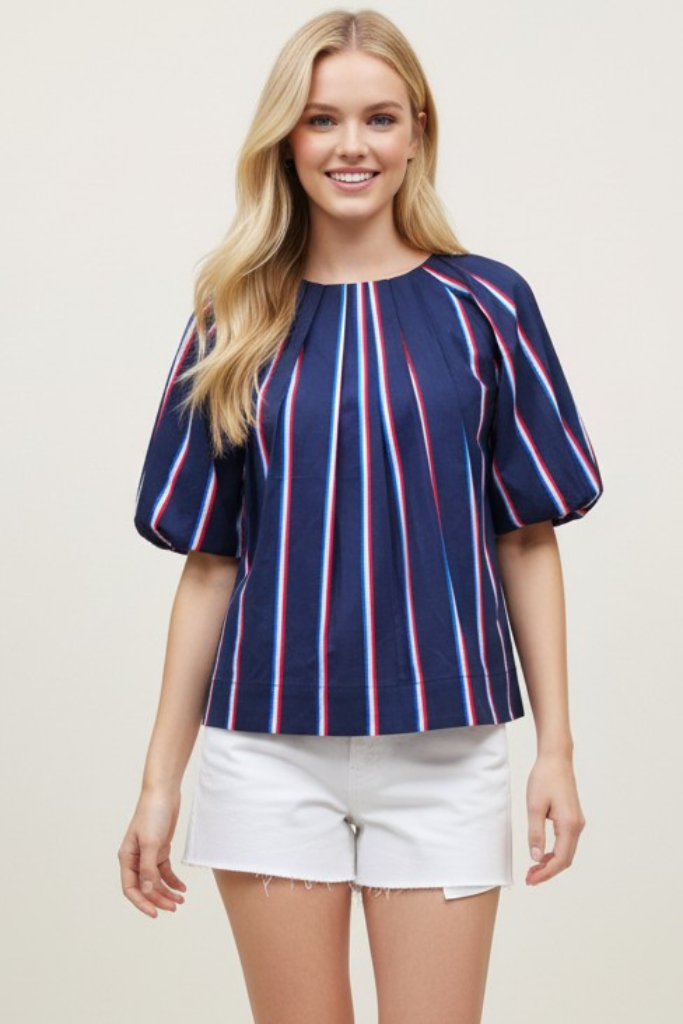 Taylor puff sleeve top in navy