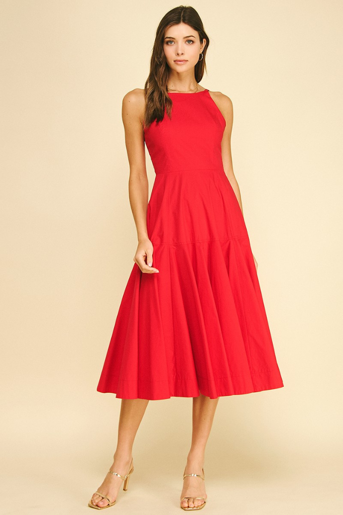 Skylar midi dress in red