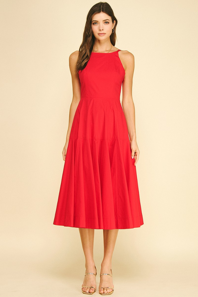 Skylar midi dress in red