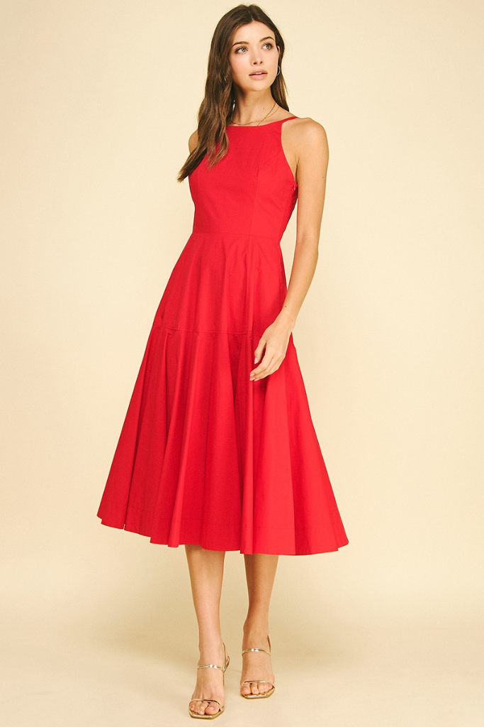 Skylar midi dress in red