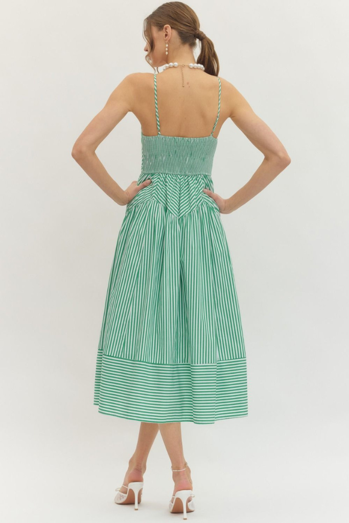 Willow stripe midi dress in green