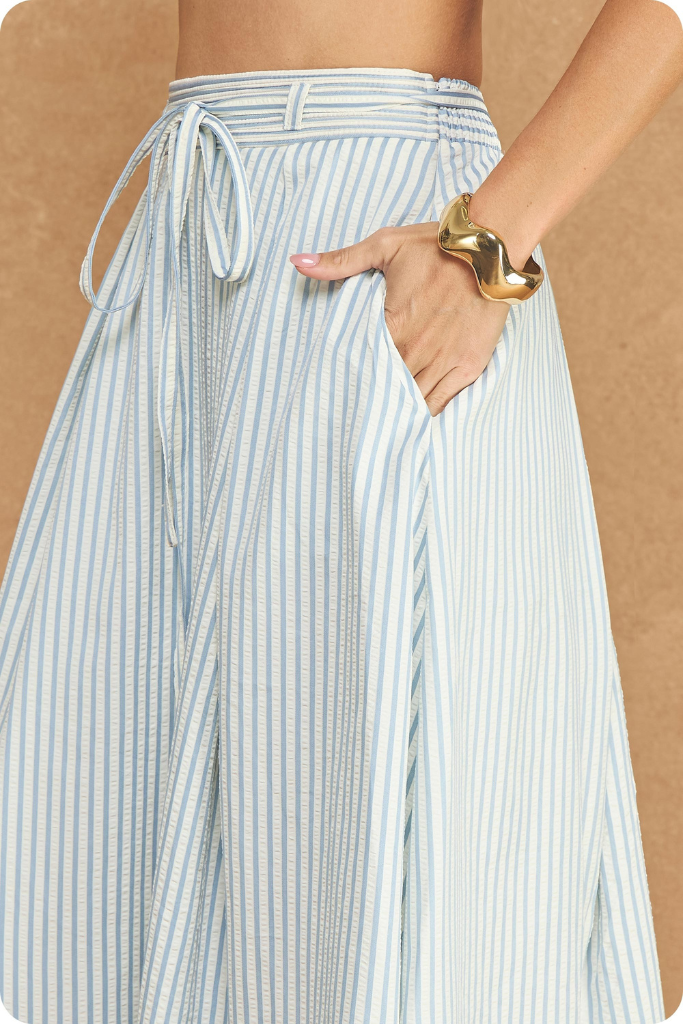 Kaia stripe midi skirt