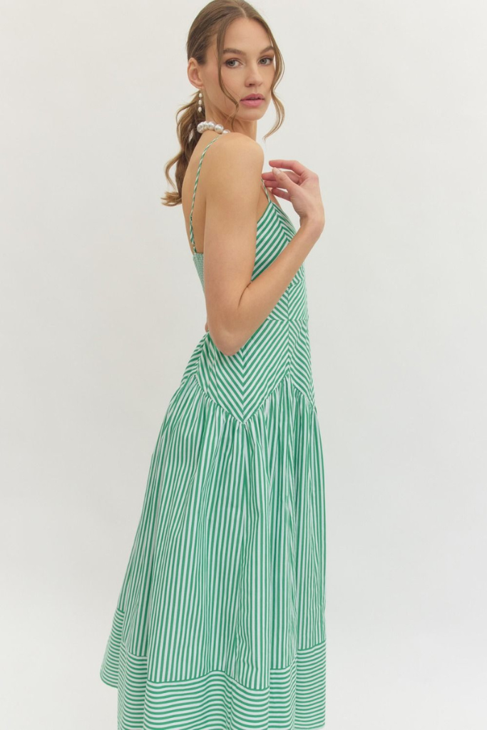 Willow stripe midi dress in green