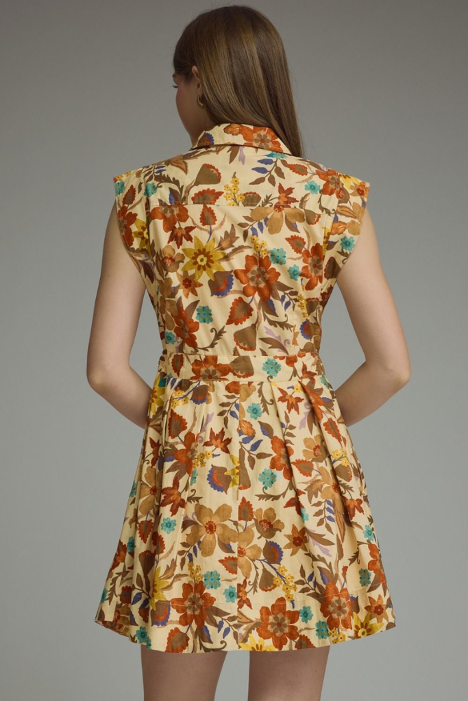 Viola mini dress in tan floral