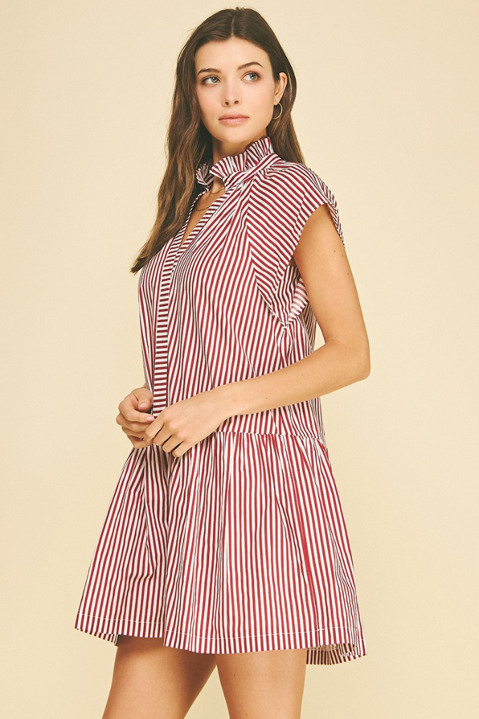 Aria mini stripe dress in red