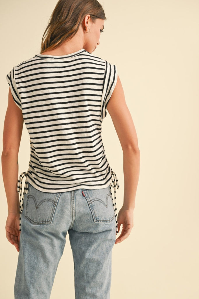 June stripe tie side tee