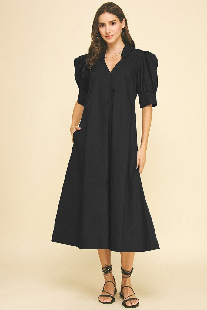 Avery midi dress in black
