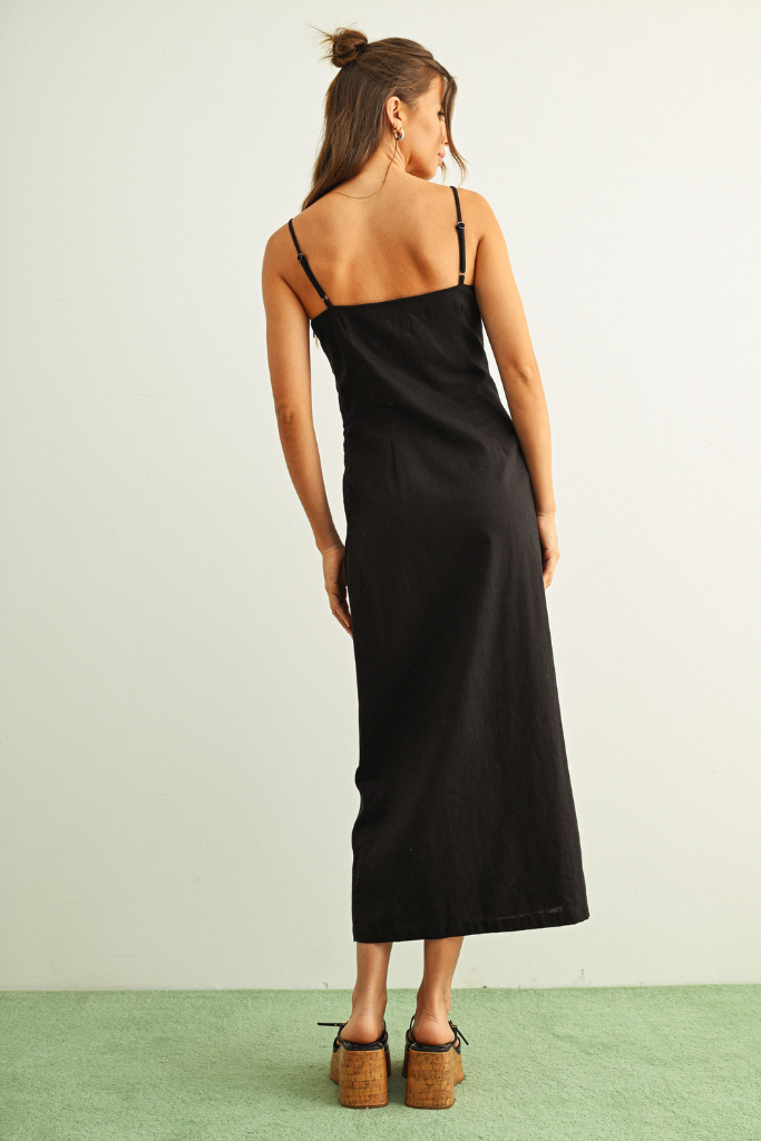 Olivia button front midi dress