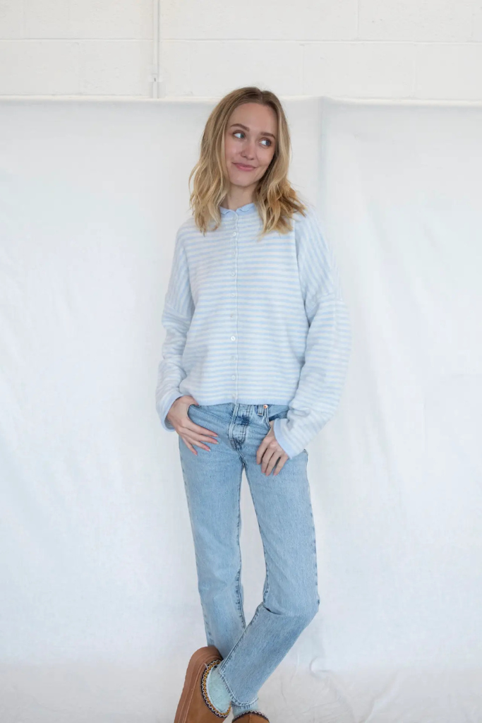 Sydney stripe cardigan in blue