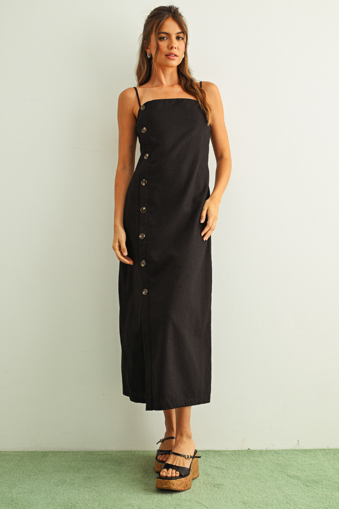 Olivia button front midi dress