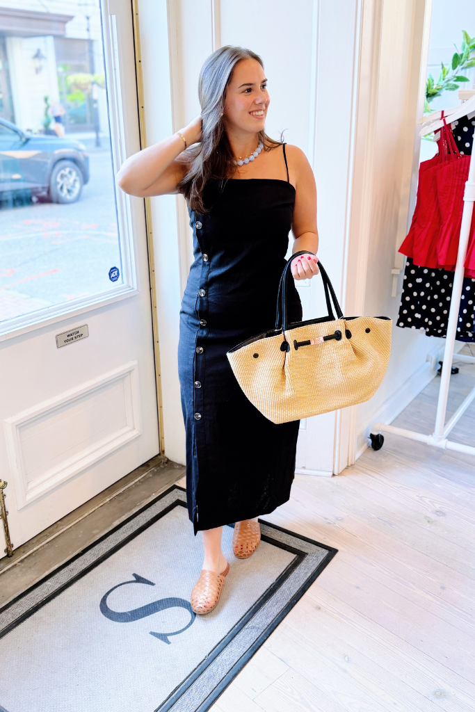 Olivia button front midi dress