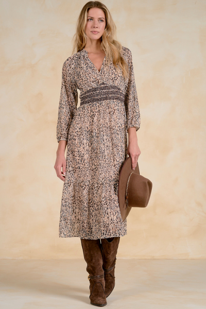 Heather smocked waist midi dress