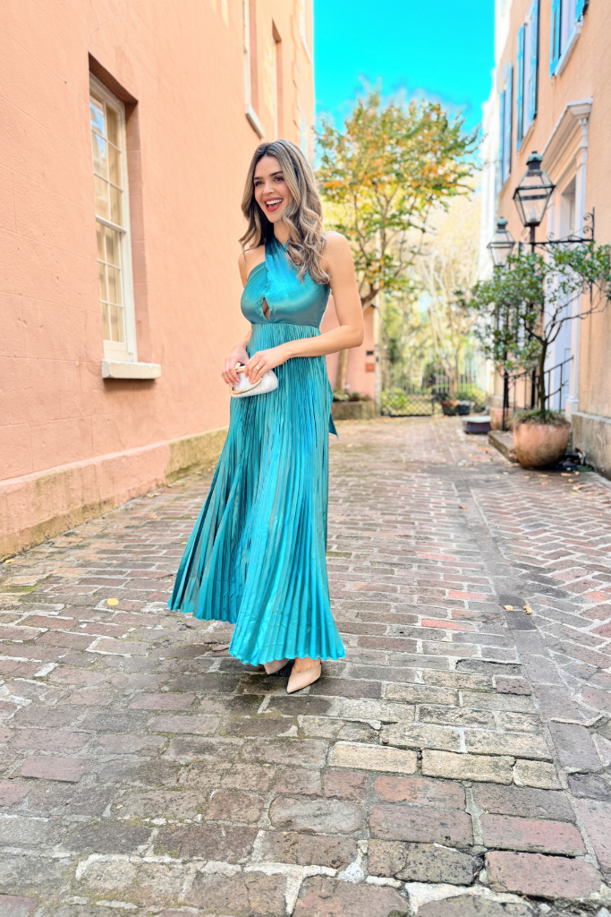 Bea Halter dress in teal