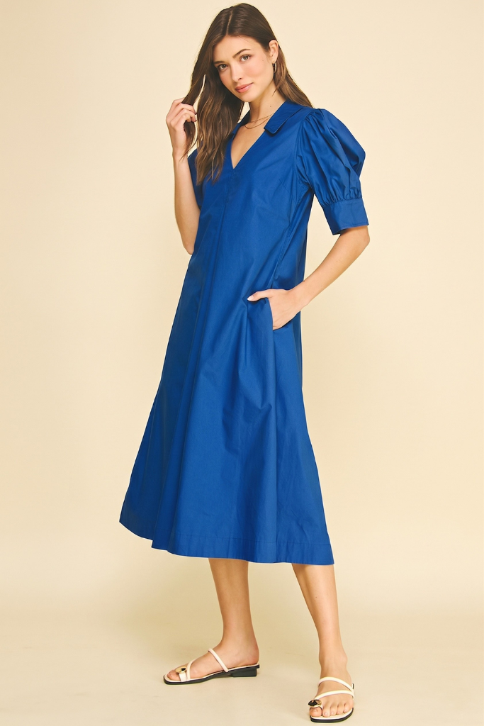 Avery midi dress in blue