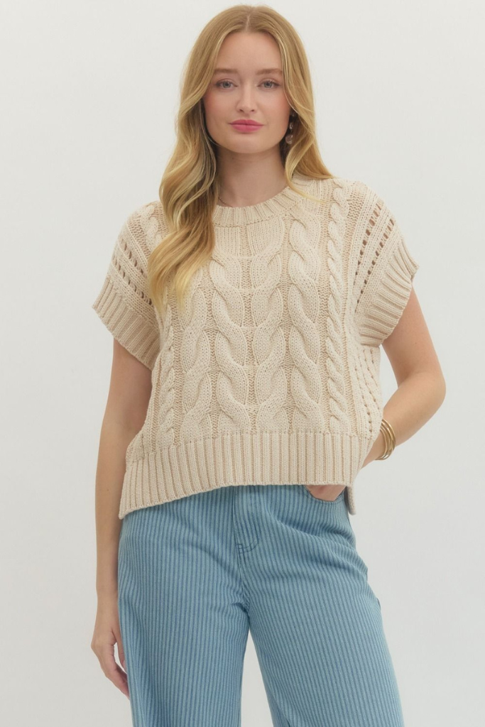 Jessica knit top in taupe