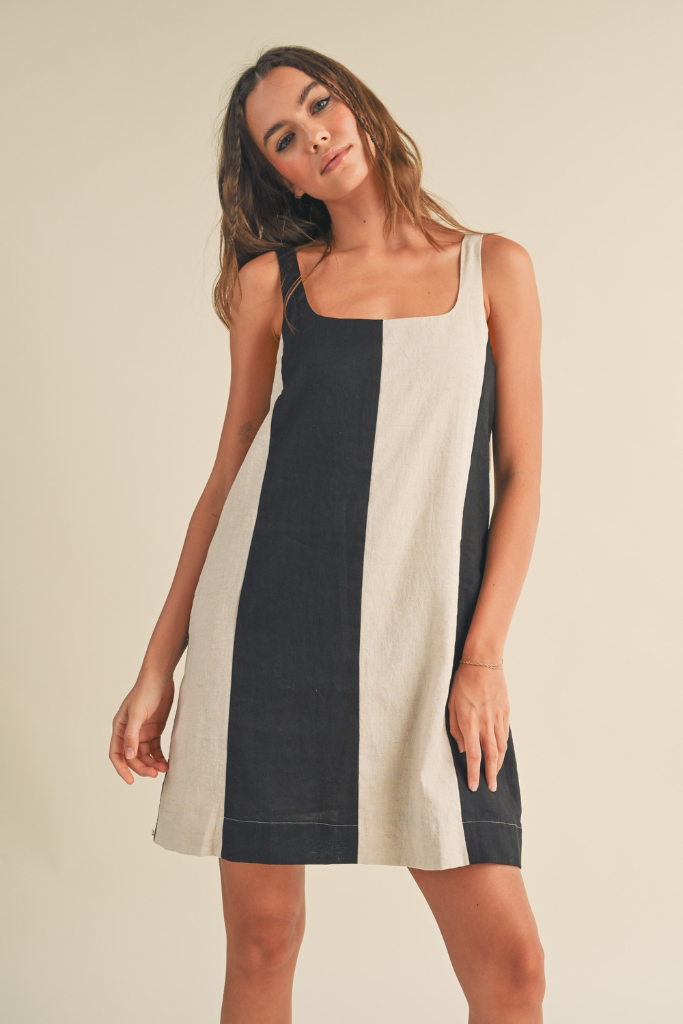 Scarlet color block mini dress
