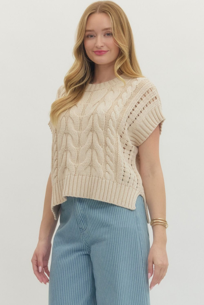 Jessica knit top in taupe