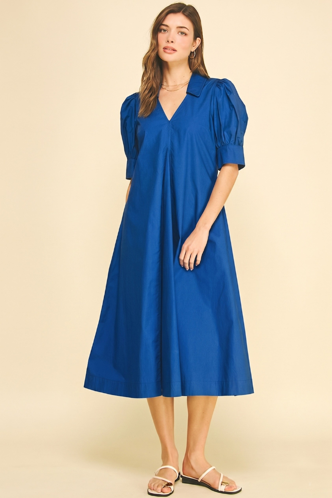Avery midi dress in blue